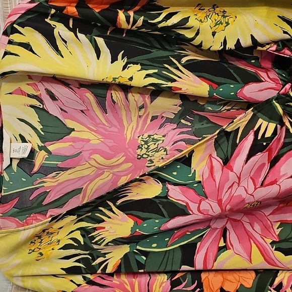 H&M Tropical Print Wrap Kimono with Pink and Green and Yellow - Picture 2 of 5